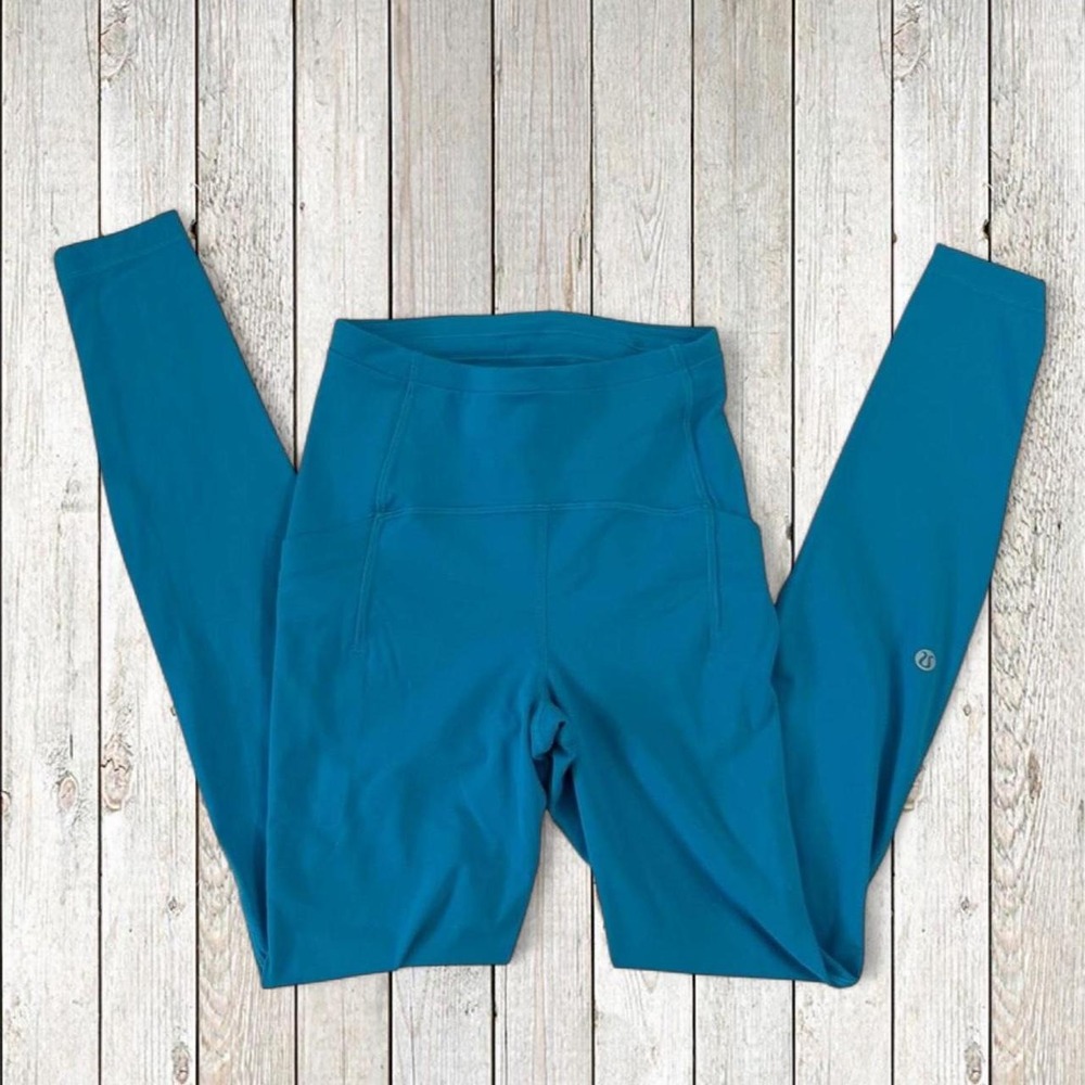 Lululemon Womens Fast and Free High-Rise Tight Teal Blue Running Leggings Size 2